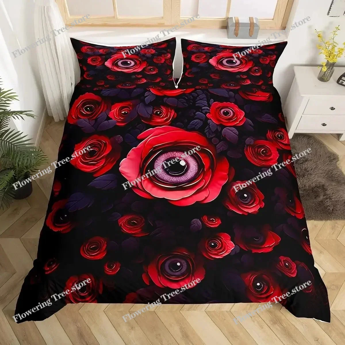 

Eyes Comforter Cover Bohemian Hippie Water-Drop Duvet Cover Boho Eyes Nazar Amulet Bedding Set Mysterious Blue Eyes Quilt Cover0