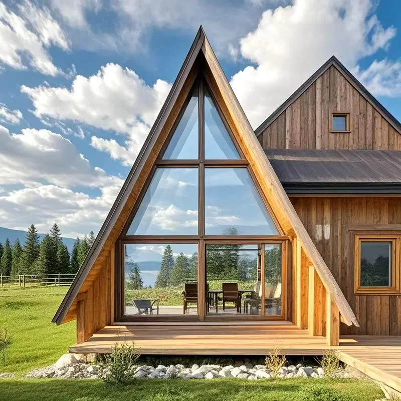 A-Frame House Prefab Triangle Cabin Modern Wood Villa Luxury Tiny Home for Garden Guest Room Office and Mountain Resort Stay