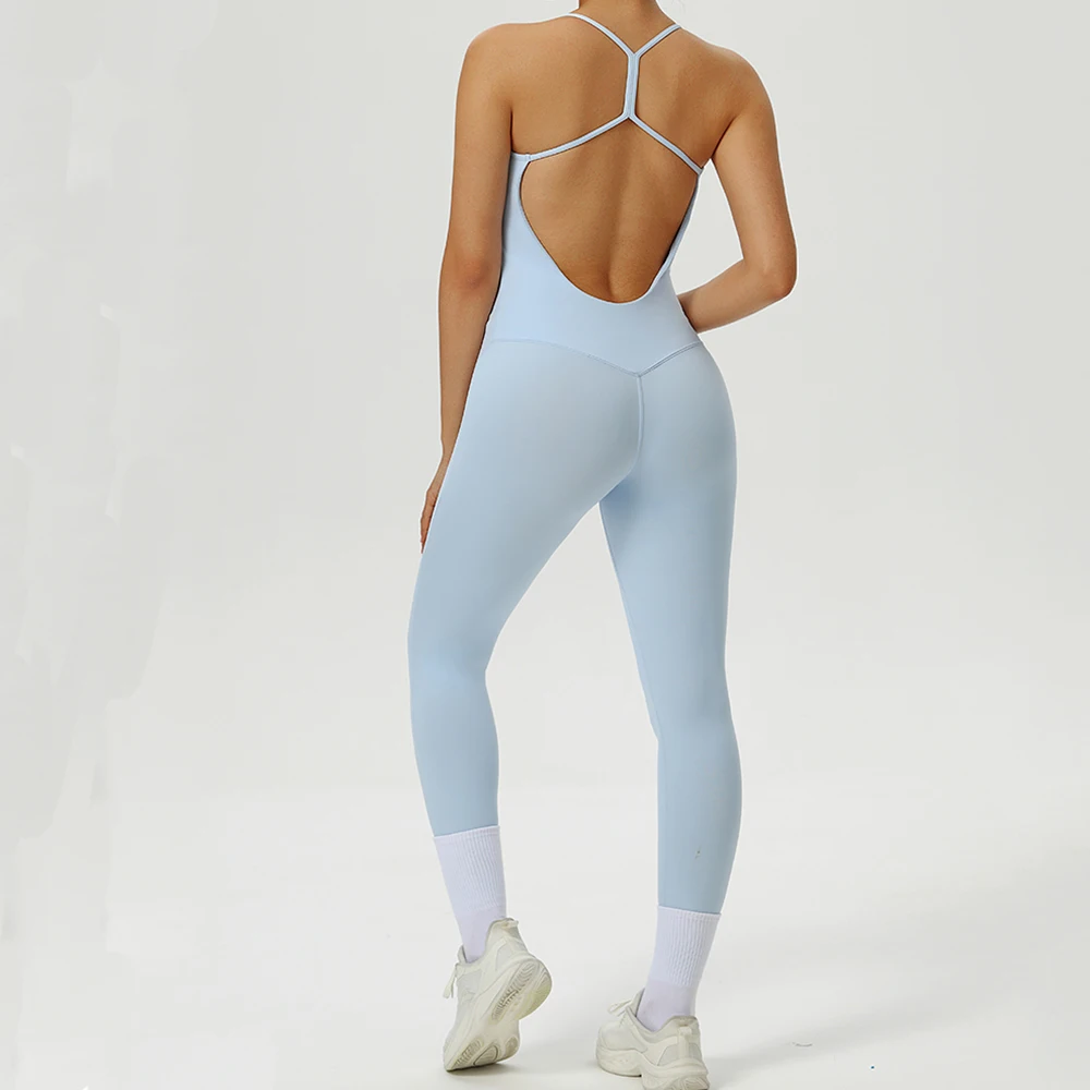 

U Back One-piece Suit Women Sports Jumpsuit Yoga Rompers Backless Sportswear Women Sleeveles Workout Bodysuits Female Clothes ﻿