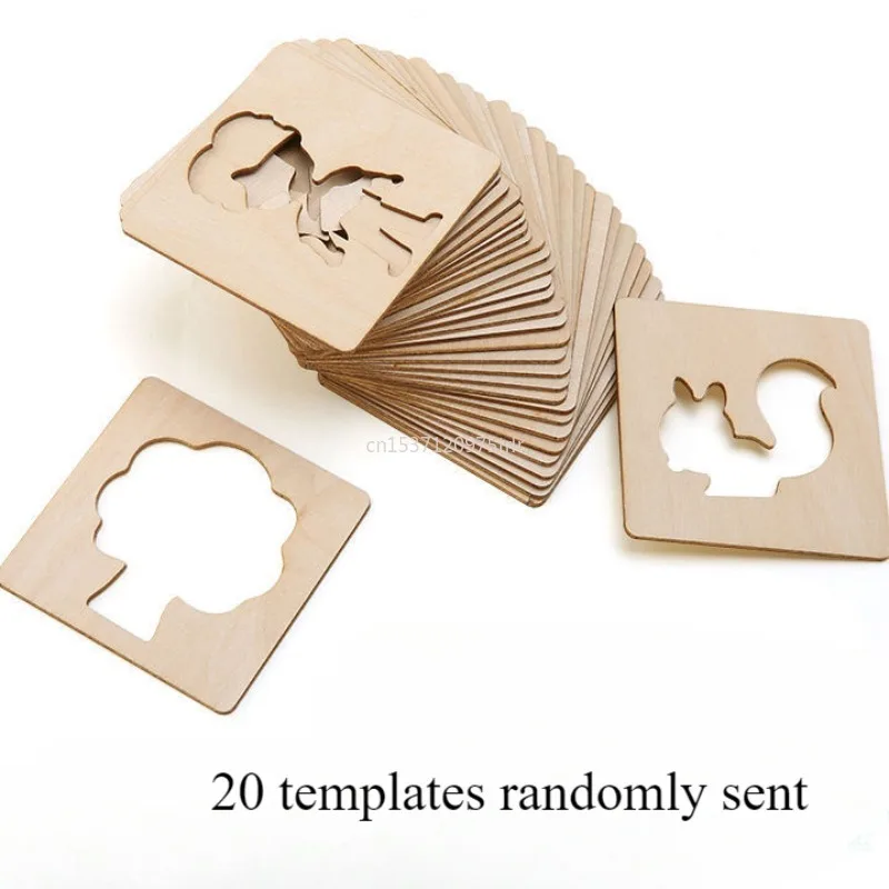 20/32Pcs Montessori Kids Drawing Toys Wooden DIY Painting Template Stencils Learning Educational Toys for Children Gifts