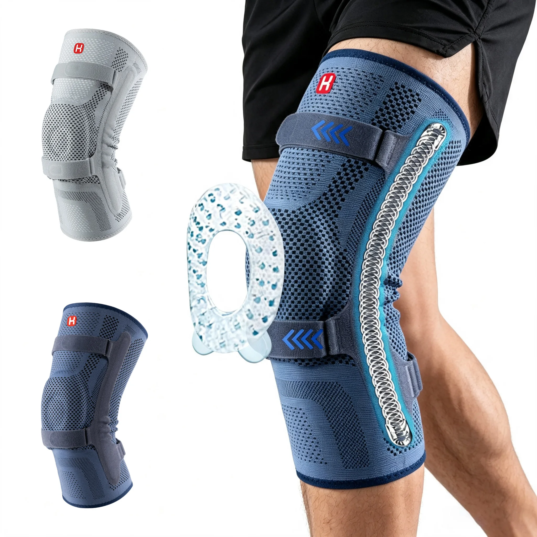 1PC Silicone Knee Pads Strap Patella Medial Support Meniscus Compression Knee Braces for Running Sport Knee Protection
