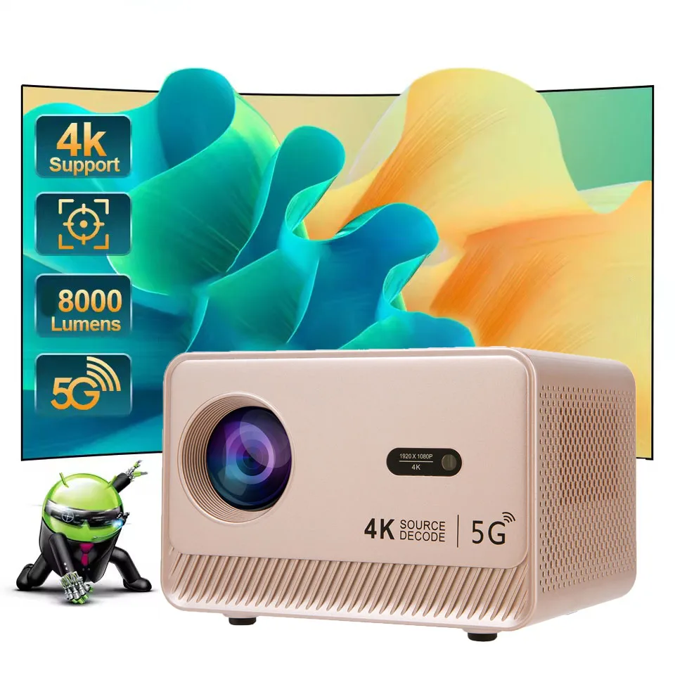 

New M10 Plus 4K 8K Android 4G 5G Dual Wifi 6 300 ANSI Allwinner BT5.0 1080P 1280*720P Home Cinema Outdoor portable LED projector