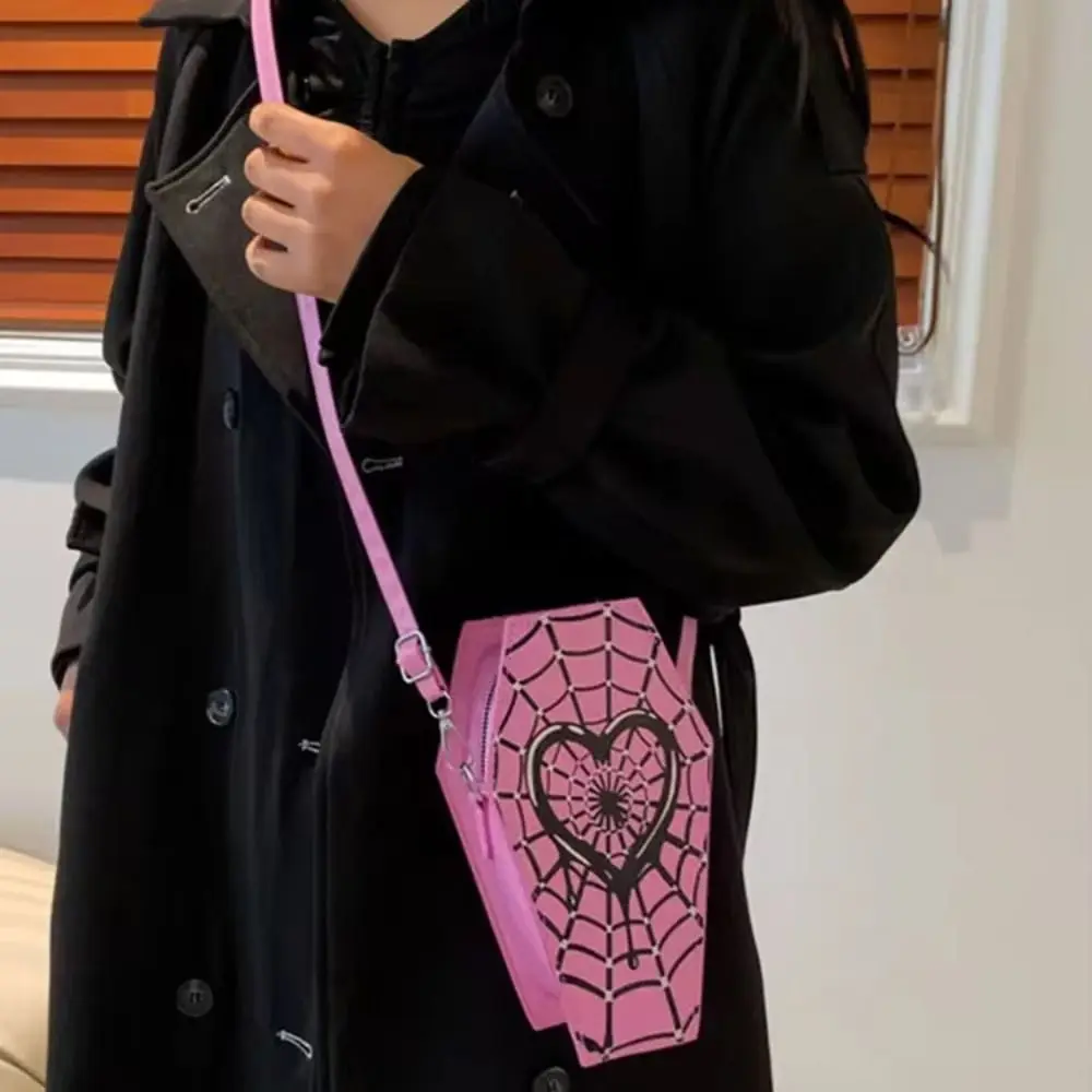 

Женская модная сумка через плечо, большая вместительная повседневная сумка в форме гроба с регулируемым ремешком, паутина, подарок на Хэллоуин