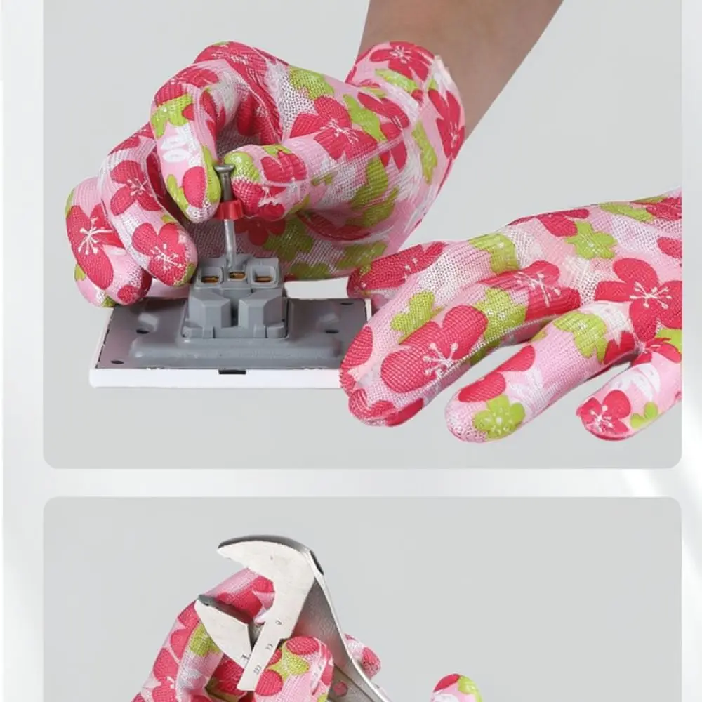 Women Floral Nylon Work Gloves For For Sunshung Thin Knitted Protective Hand Cover Gardening Home Cleaning Accessory