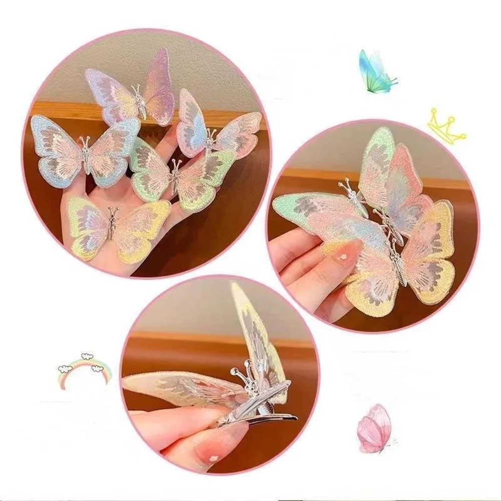 Moving Butterfly Hair Clips for Kids Sweet Cute Fairy Colorful Butterfly Hairpin Princess Headdress Girl\'s Hair Accessories