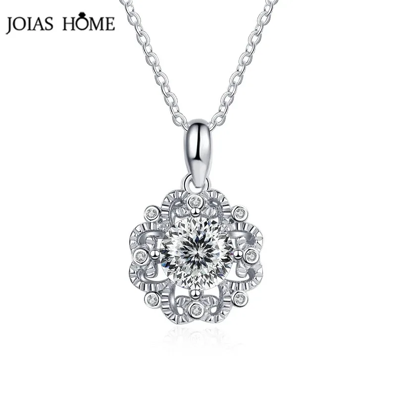 

JoiasHome Vintage 1 Carat Love 100 Plum Blossom Sakura Cuttings Moissanite Pendant Necklace For Women S925 Silver Fine Jewelry