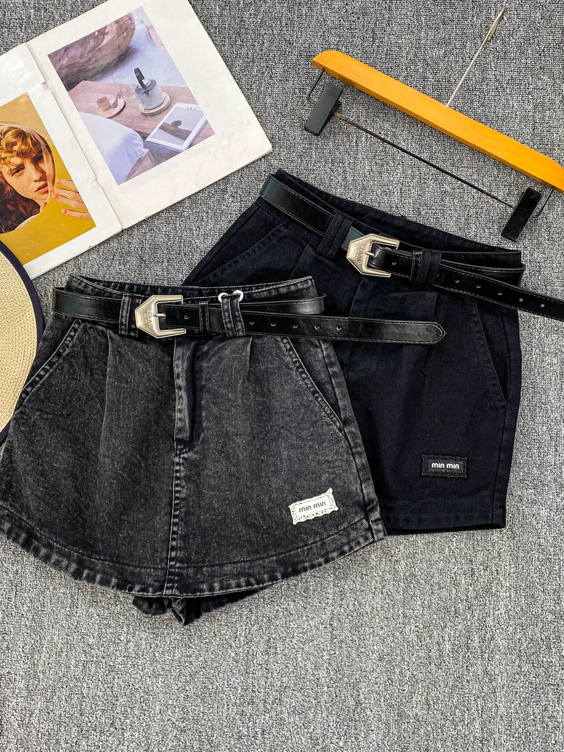 

American Retro High Waist Wide Leg ort Pants Women's Summer Hot Pants Sexy Bla Jeans ature Wear Resistant Casual Sle