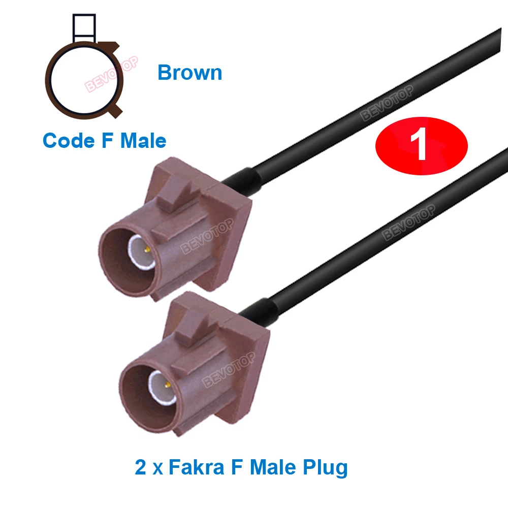 1PCS 10CM~20M Brown Fakra F Male / Female RG174 Pigtail for TV SDARS Camera Connection Cord BEVOTOP Custom-Made Fakra Jumper