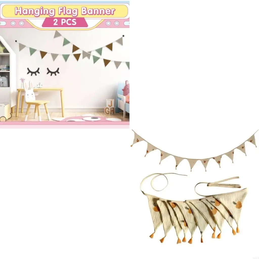 

Soft Fabric Bunting Banners Candy Colored Nursery Flag for Baby Photography Gender Neutral Party Decoration Multicolor
