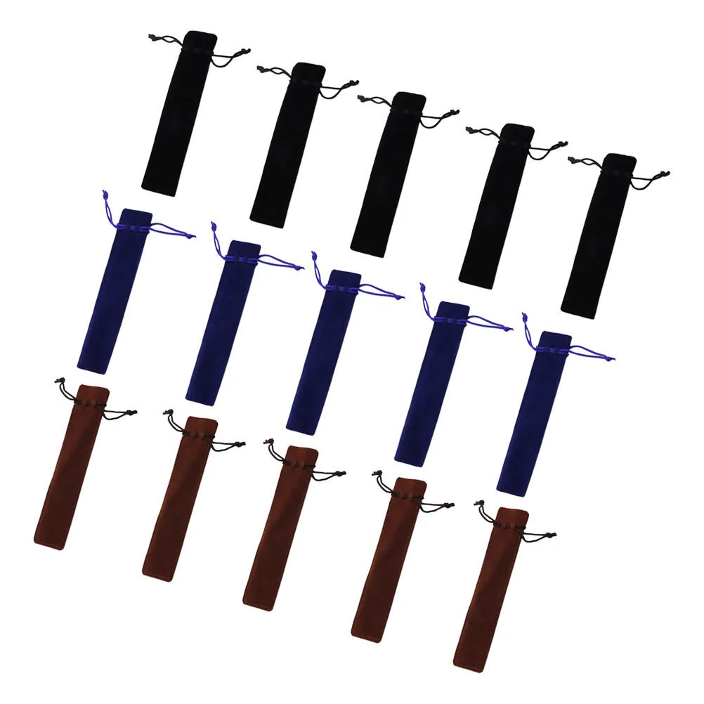 15Pcs Drawstring Pen Pouches Compact Size Protective Sleeve for Writing Instruments Gift Box Container Travel Essential