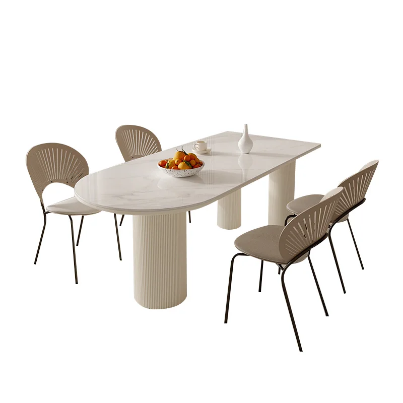 

Cream Style Light Luxury Rock Plate Dining Table Household Small Apartment Modern Simple French Table
