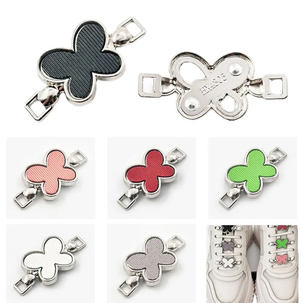 1 Pair Butterfly Decor Shoelace Clips Removable No Tying Design Shoelace Buckle Shoes Charm Buckle Alloy Decorative Shoelaces