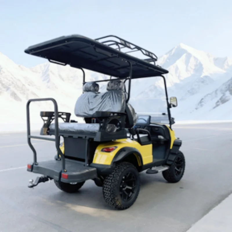 

New Lead-Acid Battery Electric Golf Cart 45km/h Off-Road Tires Roof LED Light Strips Top Basket Increase Vehicle Reliability