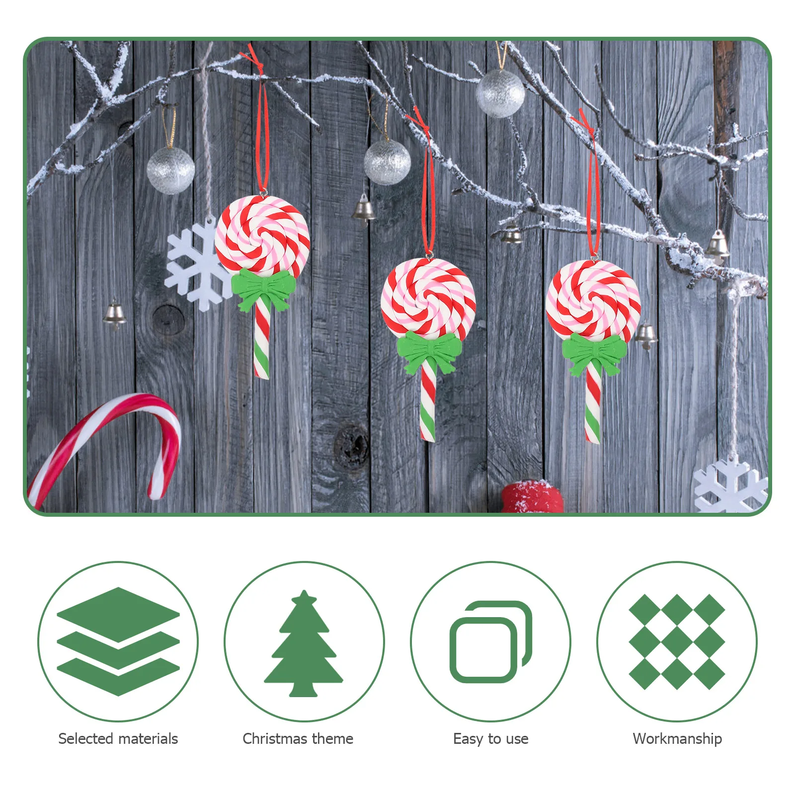 

Unique Christmas Party Handmade Candy Pendant Polymer Clay Craft Decor Perfect Addition to Your Home Holiday Decoration Props