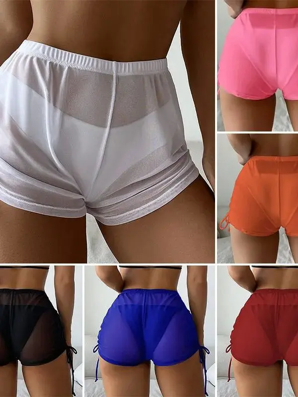 

Transparent Me Side Dstring Бикини orts Street Sle Асимметричные прямые брюки l Талия Полиэфирное волокно orts