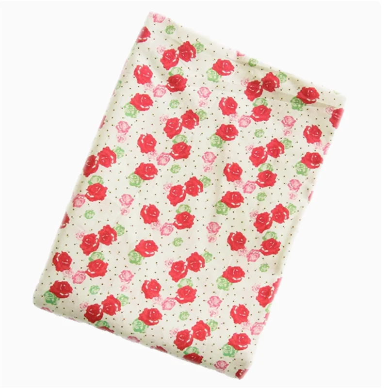 

Red Summer Pure Cotton Fabric Poplin Clothes Baby Skirt Countryside Rose Fragmented Cotton Clothing Fabric