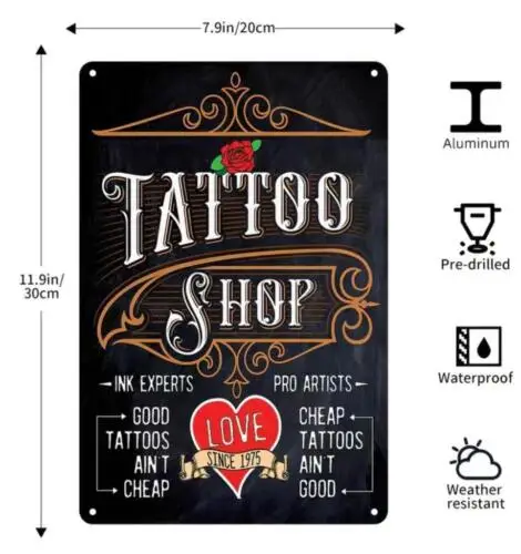 TATTOO SHOP TIN SIGN GOOD TATTOOS AREN'T CHEAP & CHEAP TATTOOS AREN'T GOOD 1pc sign
