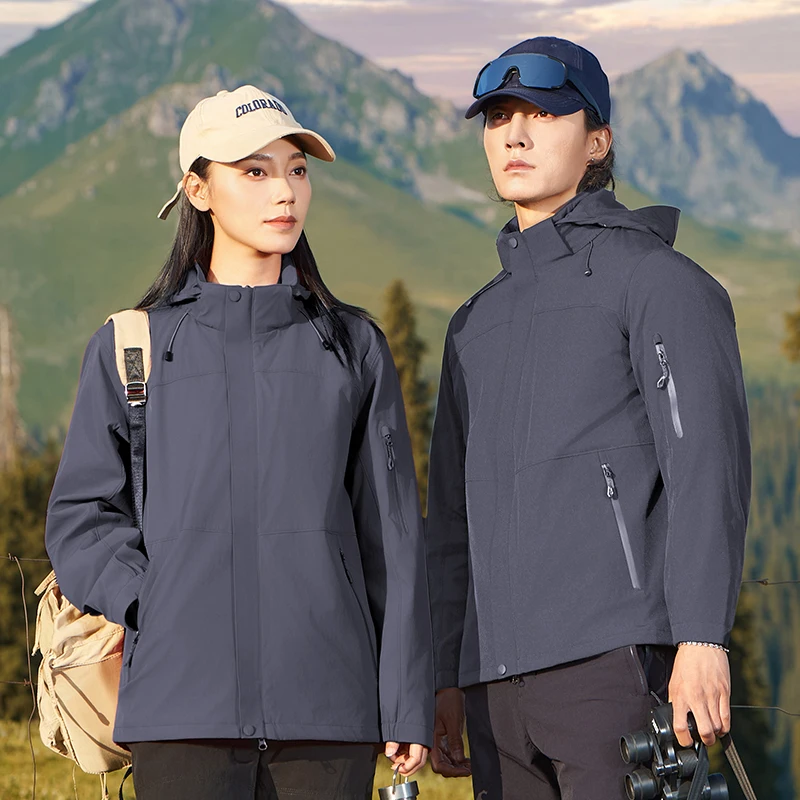 

Унисекс демисезонная ветрозащитная водонепроницаемая куртка для активного отдыха, оверсайз, из нейлона и спандекса, с длинными рукавами и капюшоном