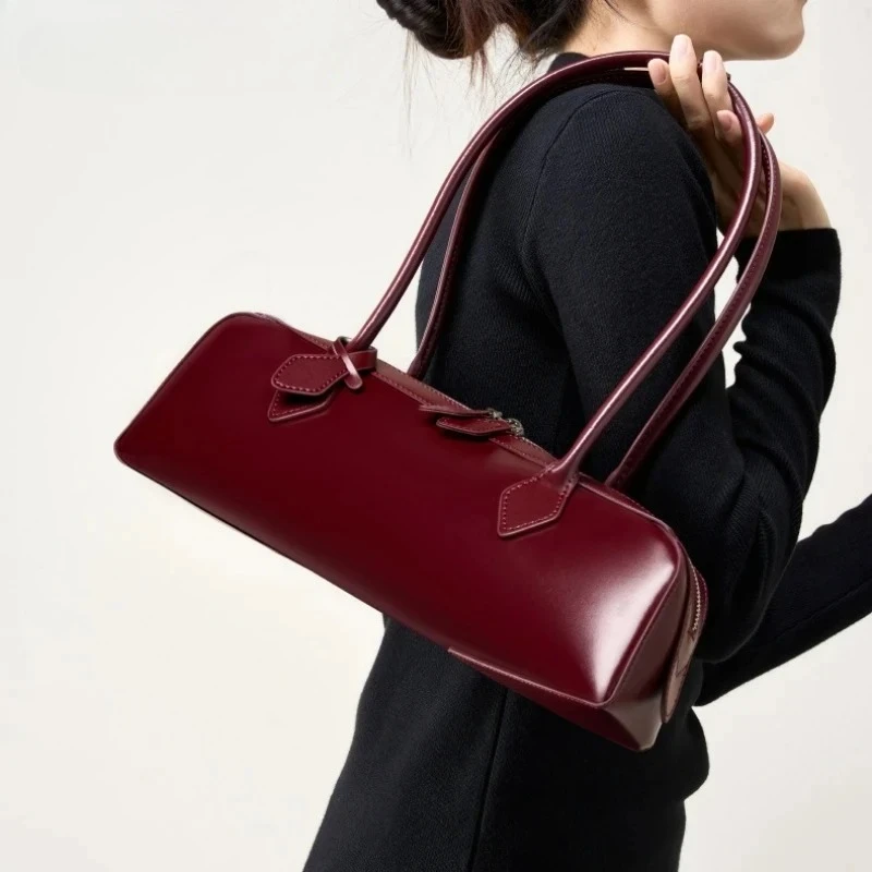 Bolso de cuero genuino para mujer 2026, bolso coreano de lujo, bolso de hombro largo vintage, bolsos de mano para mujer, bolso para llevar debajo del brazo, bolso de compras