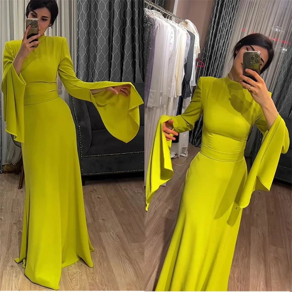 Annie Elegant Lady Prom Dresses Turtleneck Long Sleeves Vestidos De Fiesta Elegantes Para Mujer Ladies Robe 2024فساتين السهرة