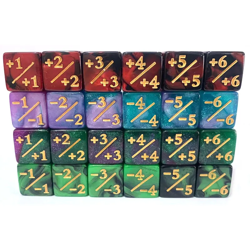 10Pcs 16mm 6 Side Dice Counters +1/-1 Dice Kids Toy Counting Dices For Magic The Gathering Token Loyalty Card Game Accessories