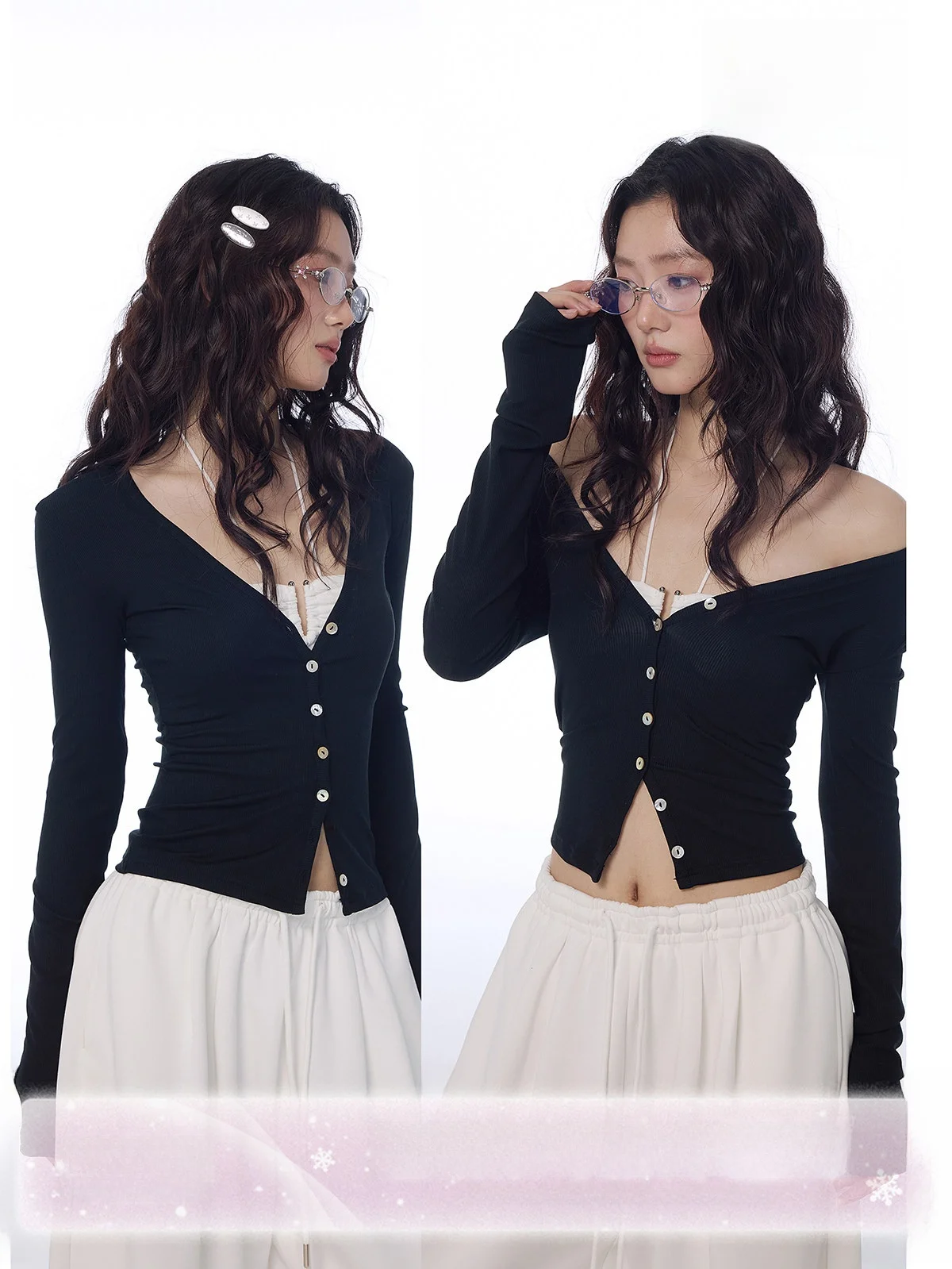 

Женская облегающая футболка с длинным рукавом и V-образным вырезом, черная, для танцев, укороченная, вязаная, модная, для девушек, в стиле NGOO