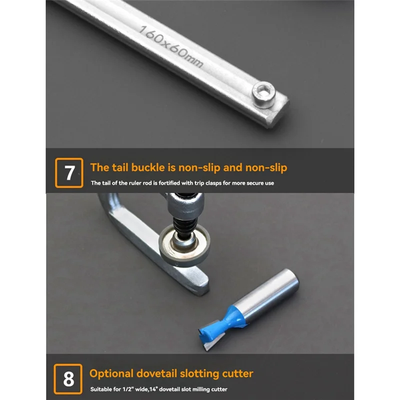 ABRB-160X60mm Lavorazione del legno Manico in plastica Morsetto a coda di rondine Adatto per la lavorazione del legno su rotaia Fissaggio scanalatura desktop fai da te