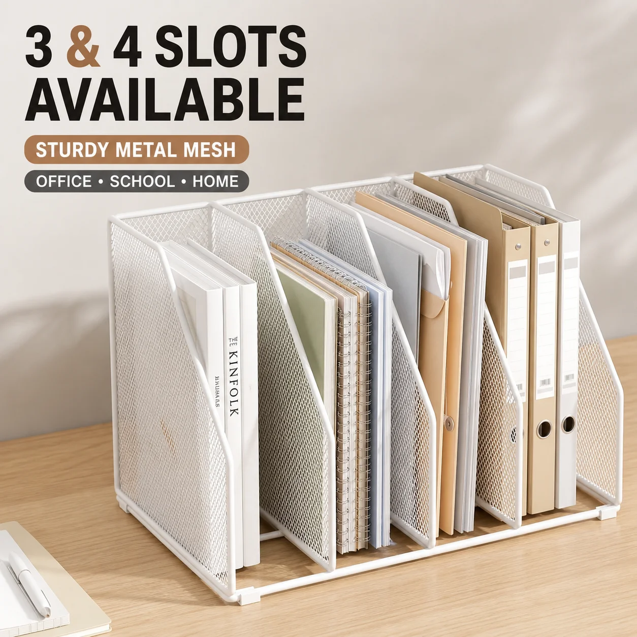 Desktop-Aktenorganizer aus Metallgitter, Zeitschriftenhalter, Buch- und Dokumentensortierer für Büro, Schule, Zuhause, Studenten und Lehrer