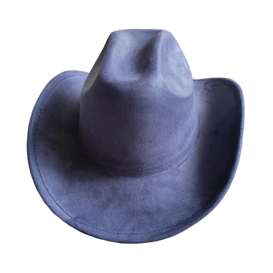 Klassiek Suède 7,5 cm Western Cowboy Dames Fedora Hoed Heren Kerk Jazz Hoed Mode Reizen Feesthoed Denim Hoed 2025