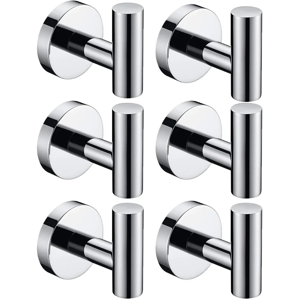 

Набор из 6 прочных настенных круглых крючков для полотенец, одежды и халатов из полированной хромированной нержавеющей стали SUS304