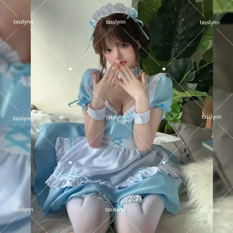 لوليتا خادمة تأثيري اللباس للنساء ، الأصلي الأزرق ، مثير ، المهوس ، هالوين ، الفتيات ، النساء