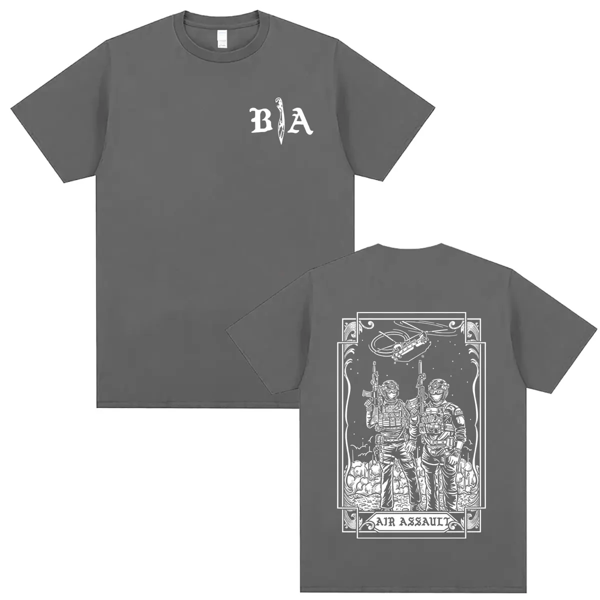 Brothers in Arms Air Assault Double Sided Print T-shirt Men Women Casual Oversized Crewneck T Shirts Male Fashion Vintage Tshirt