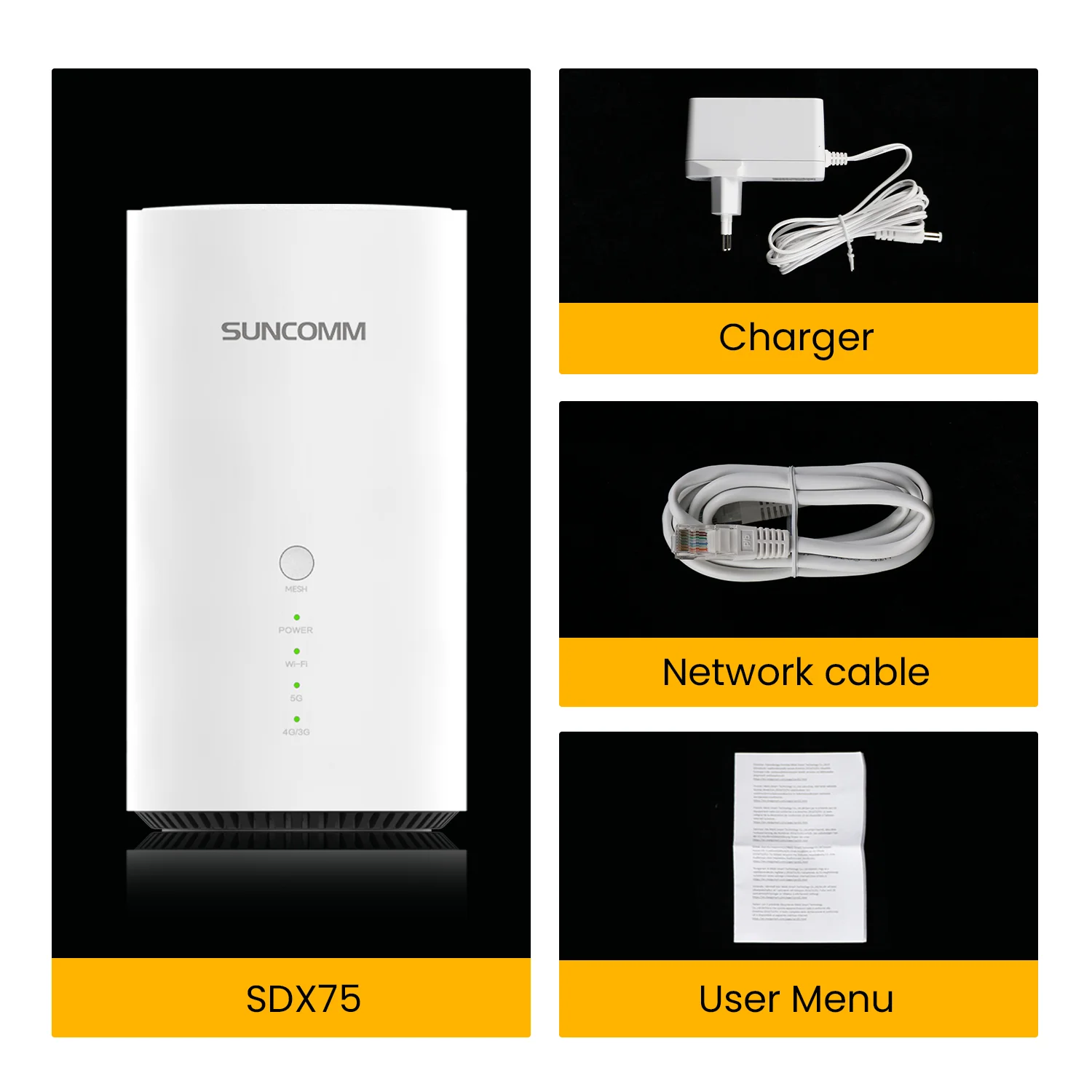 New SUNCOMM SDX75 5G CPE NR SA NSA BE7200 Carrier Aggregation LTE CAT20 Whole Home WiFi 7 Mesh Gateway NFC 5G Cpe Router