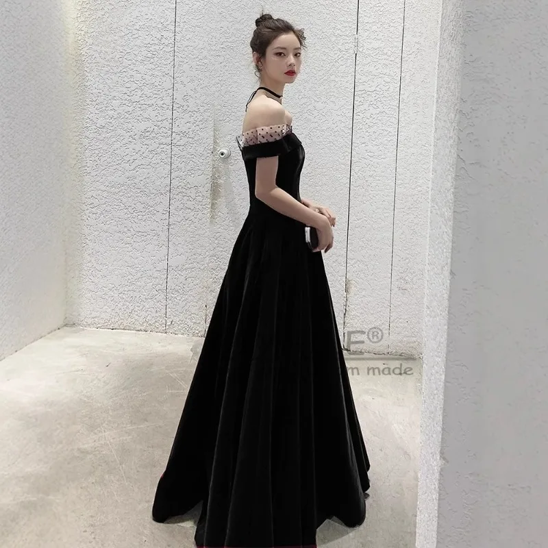 GIYSILE Abito da sera nero sexy moda personalizzato Top a tubo Banchetto lungo femminile Temperamento di fascia alta Tracolla sottile sul retro