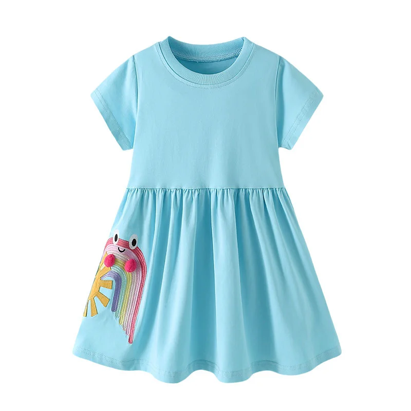 Jumping Meters 3-8T  Cotton Embroidery Summer Princess Girls Dresses Party Birthday Frocks Children's Costume Baby Dresses