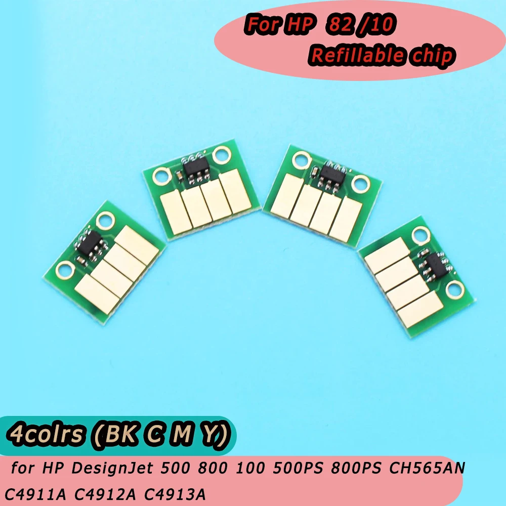 

4 colors ARC Auto Reset Chips for HP 10/82 for HP DesignJet 500 800 100 500PS 800PS CH565AN C4911A C4912A C4913A