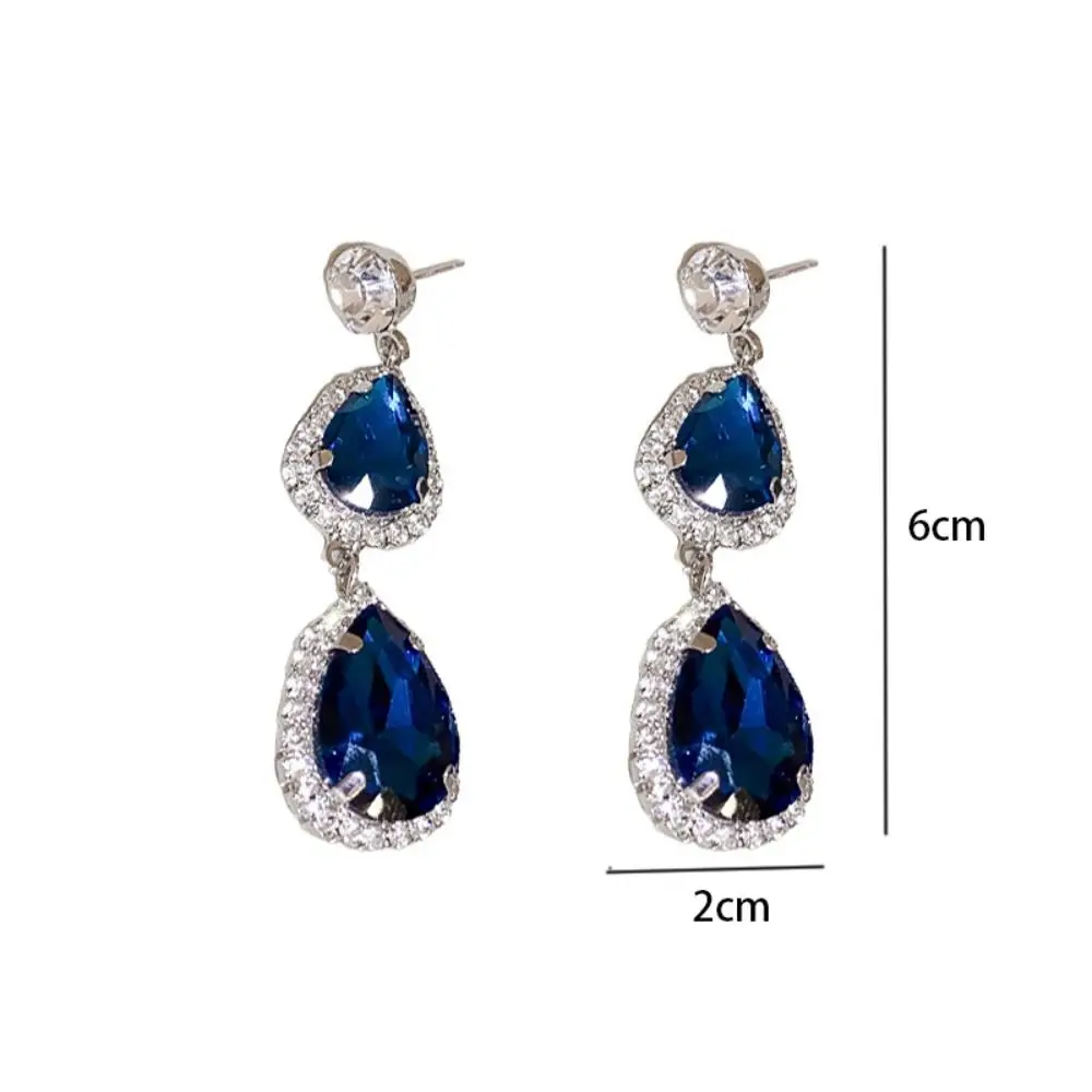 French Water Drop Blue Earrings Necklace Set Niche Design Classic Clavicle Chain Light Luxury Jewelry image 6