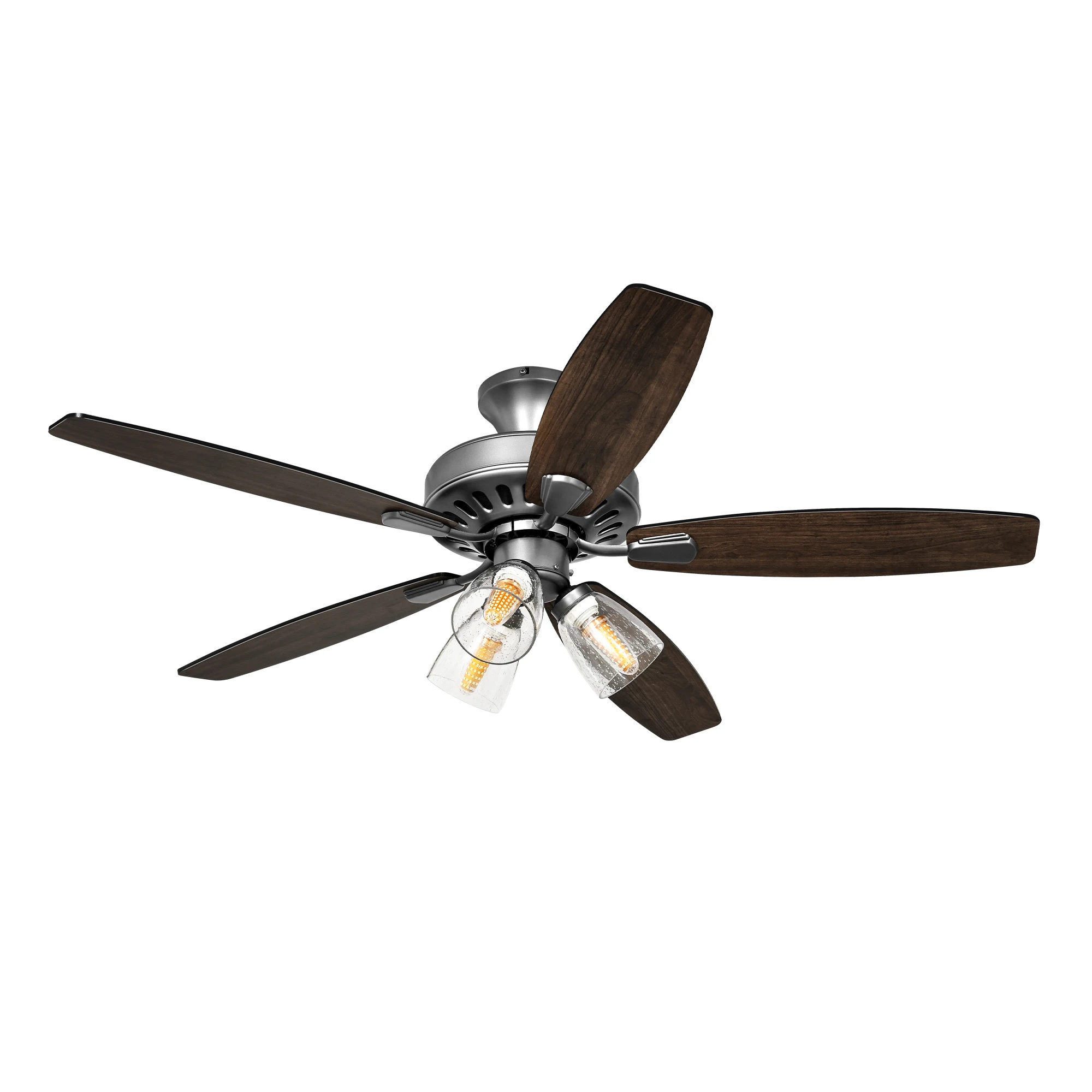 52 Inch Low Profile Flush Mount Ceiling Fan with Light Remote Farmhouse Lamp