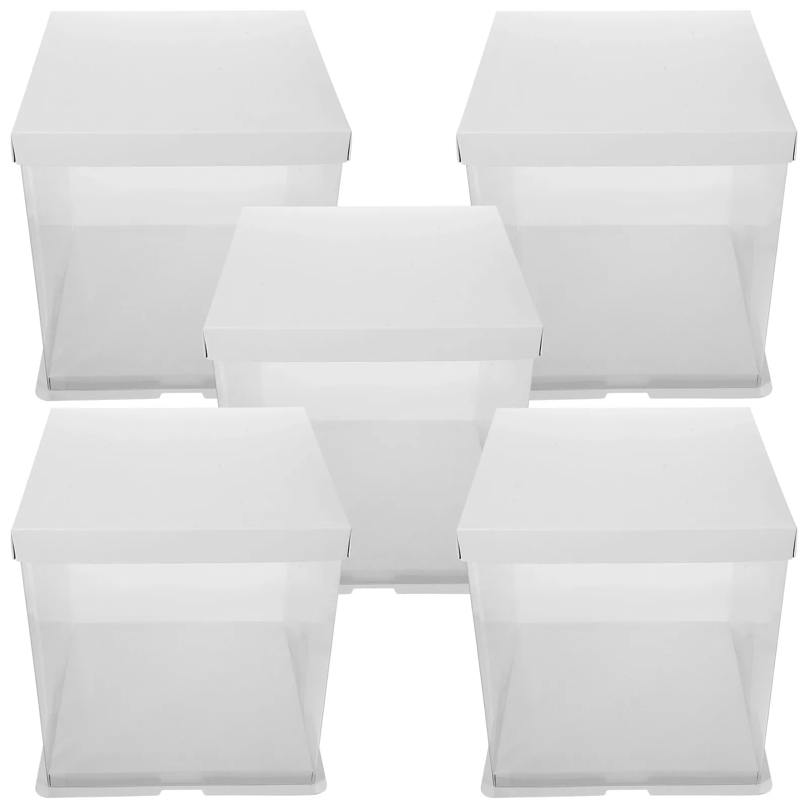 

5Pcs Transparent Cake Boxes Small Reusable Plastic Bakery Storage Container Portable Cupcake Dessert Packaging Display