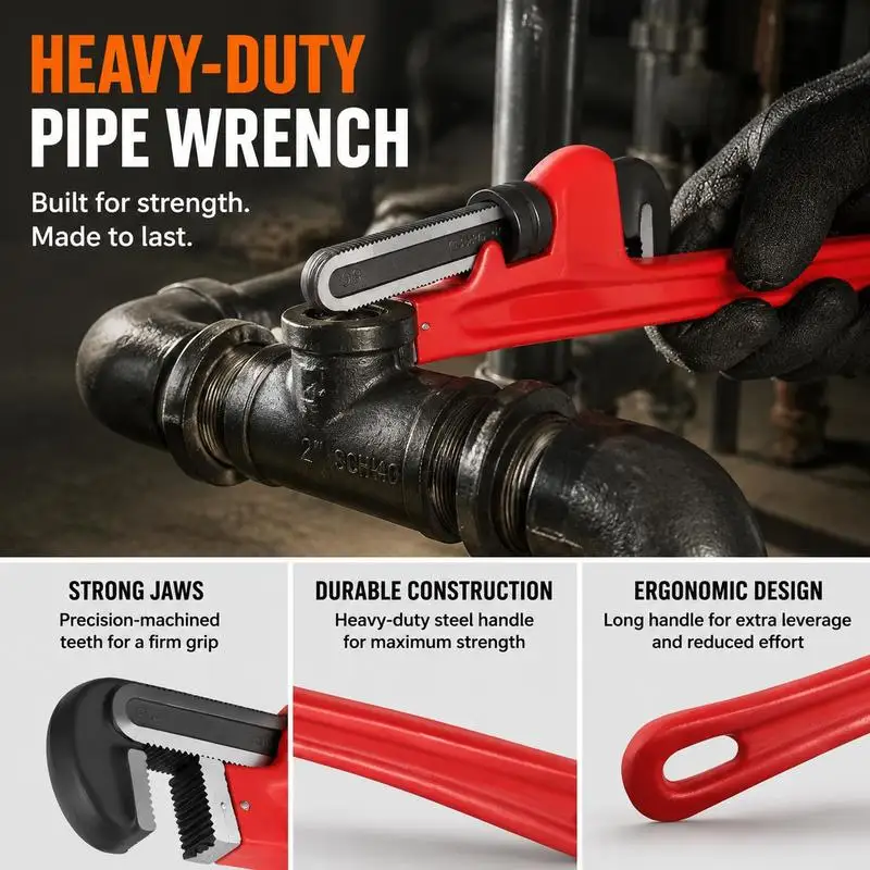 Heavy-Duty Plumbing Lever 51-Inch For Industrial Maintenance Construction Infrastructure Repair, Cast Iron Handle Hook Jaw Tool Professional Manual Torque Adjuster view 6