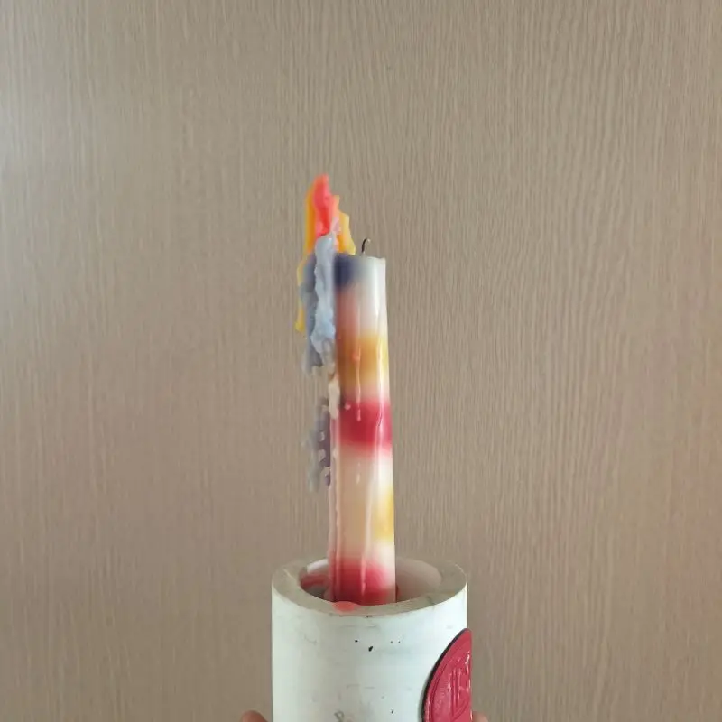 2 rainbow long pole candles. Candles accompanied by hand gifts. Home decor.Black bleeding candle