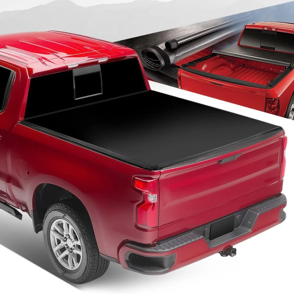 

Auto Dynasty Soft Roll-up Truck Bed Tonneau Cover Compatible with 2007-2018 Chevy Silverado GMC Sierra 1500 5.75Ft Fleetside