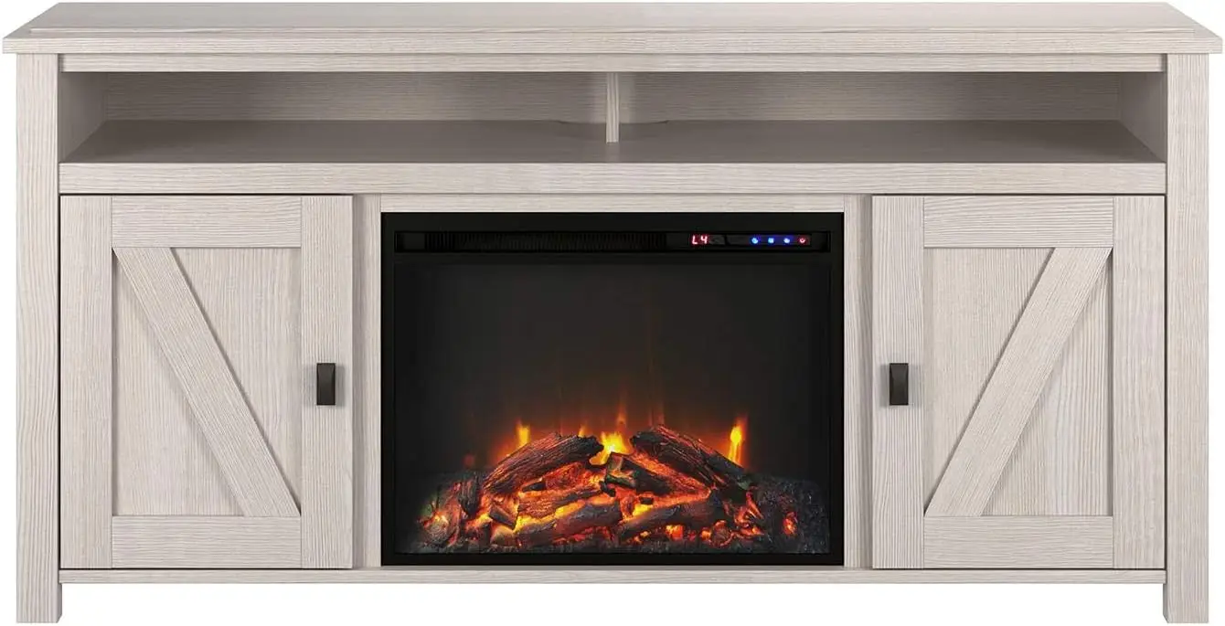 American Farmington  Fireplace TV Console,  Console for s up to 60 ", Ivory Pine