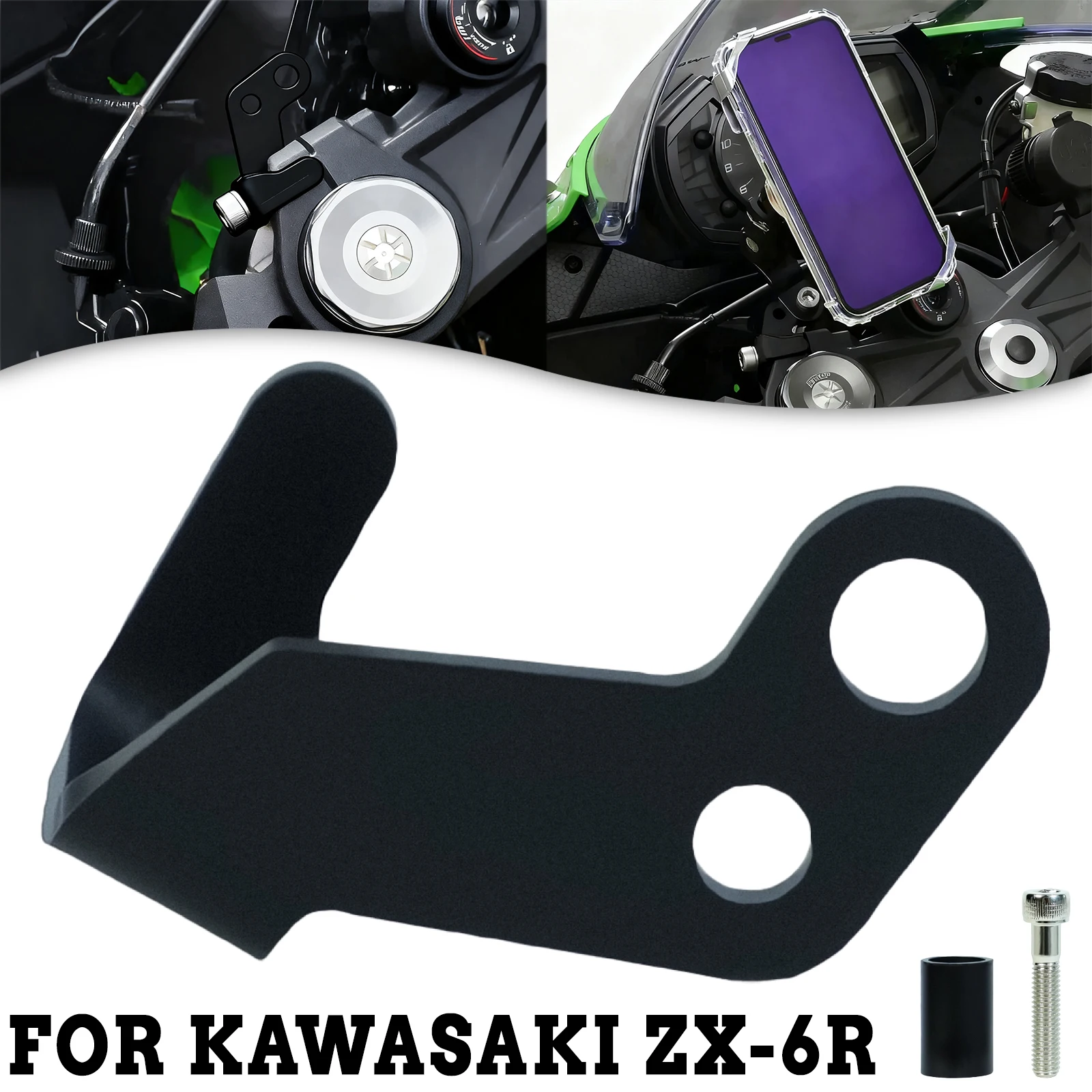 Motorcycle Phone Stand For Kawasaki Ninja ZX-6R ZX636 Motorcycle GPS Navigation Phone Mount Aluminum Alloy Phone Mount 2017-2025
