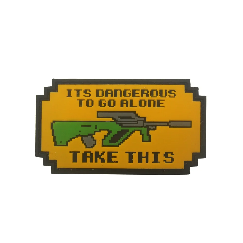 Q Version Weapon PVC Hook&loop Patches It's Dangerous To Go Alone Take This Tactical Morale Badge Backpack Hat Sticker