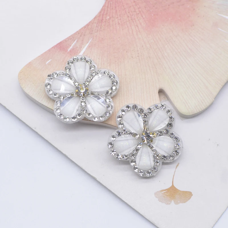 10Pcs Padded Flower Rhinestone Applique for DIY Clothes Crafts Decor Patches Handmade Hat Headwear Hair Bow Accessories