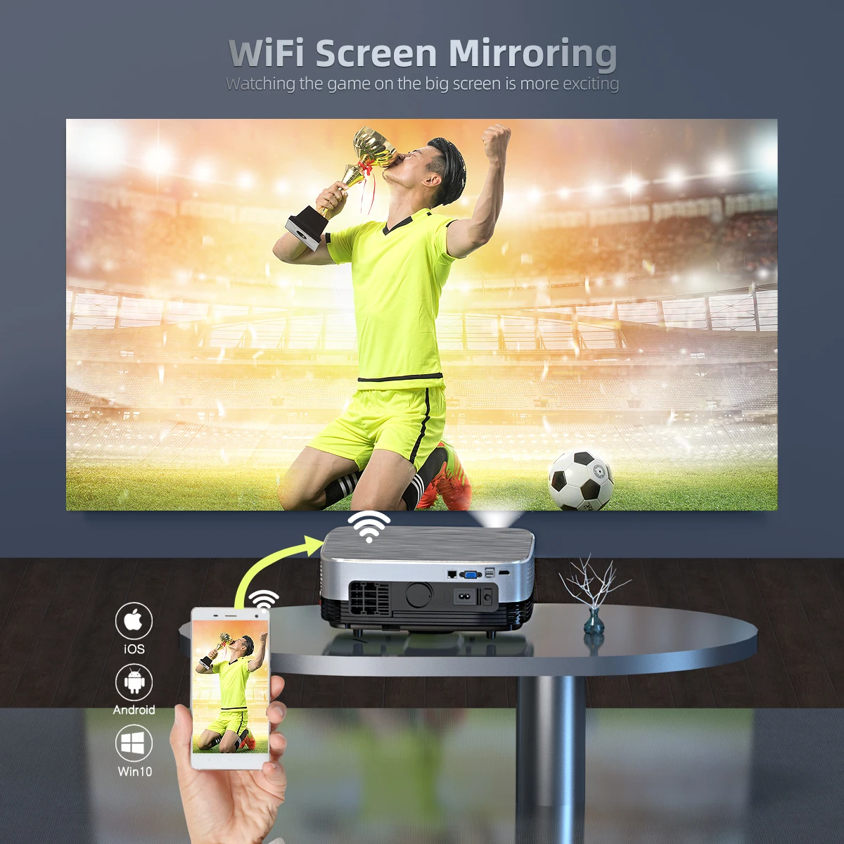 

Powerful FHD1080P SV-428 Android System WiFi Screen Mirroring Home Theatre Portable Projector Daytime High Brightness Projector