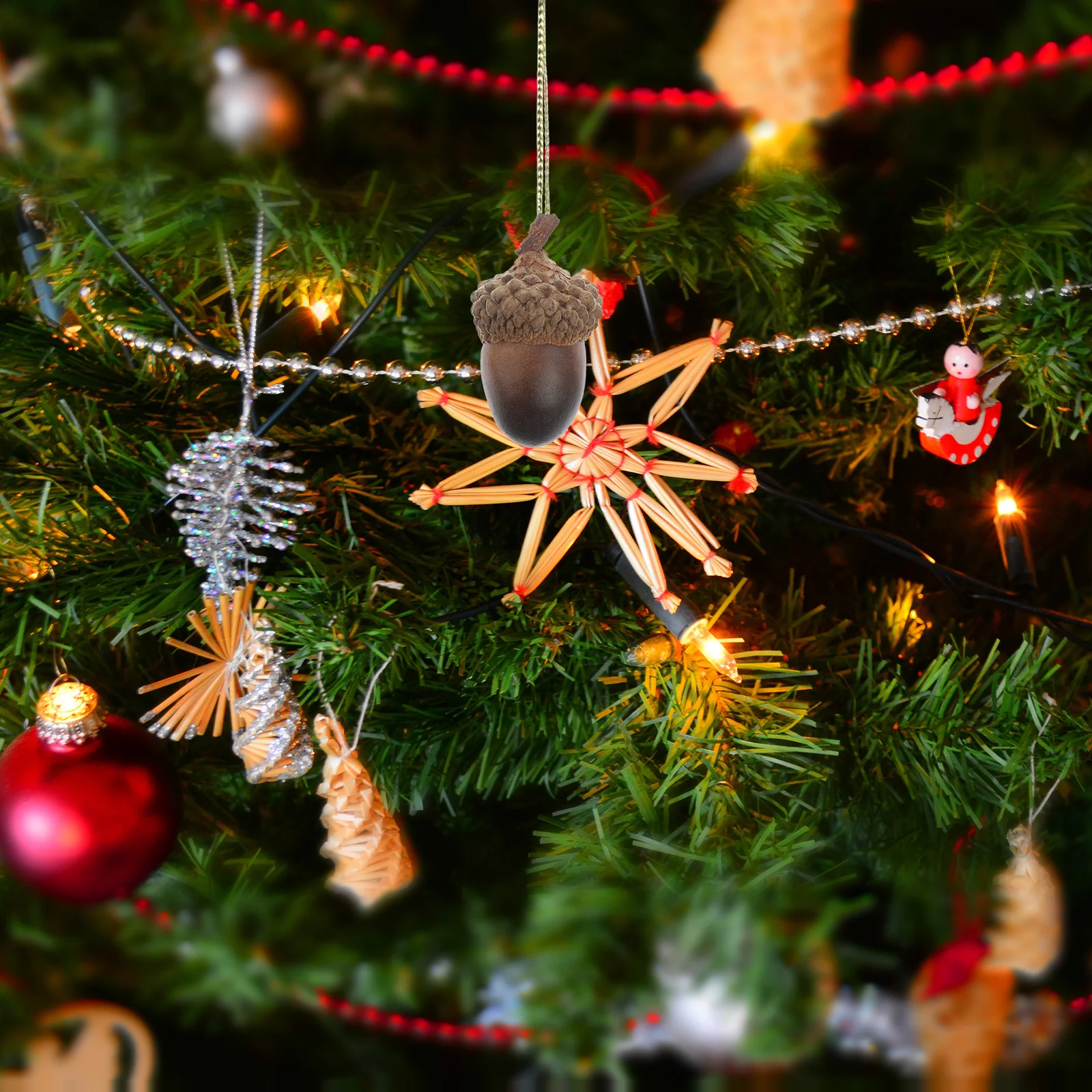 

60Pcs Artificial Lifelike Acorn Decor Small False Nuts for Home Kitchen Party Wedding Festival Garden Table Decoration