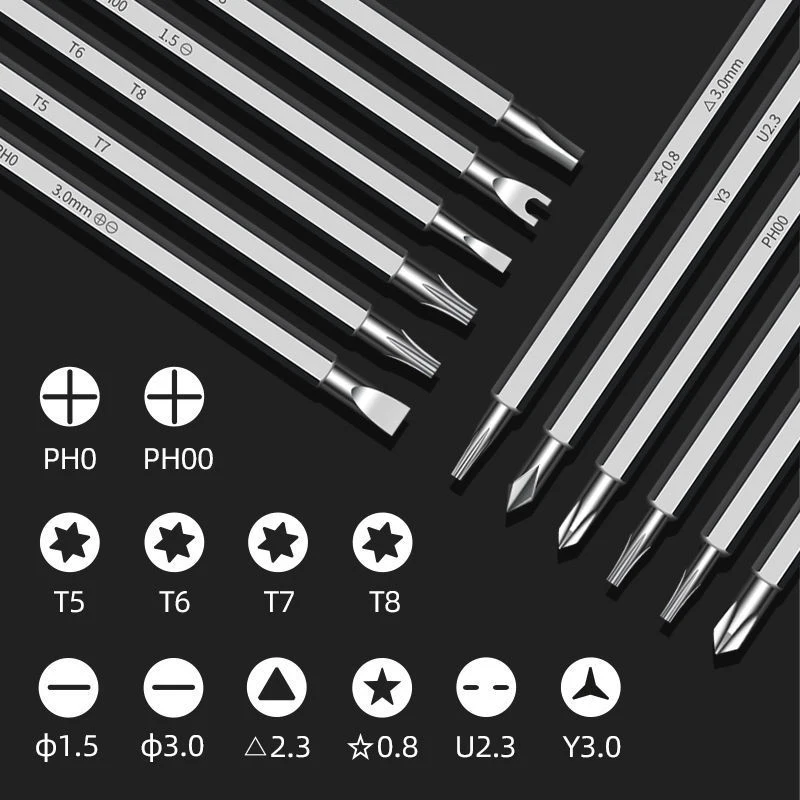 7 Pieces Set Tamper-Proof Magnetic Screwdriver Bit Hex Torx Screwdriver Driver Bits Tool Safety for Smart Home PC Phone Repair