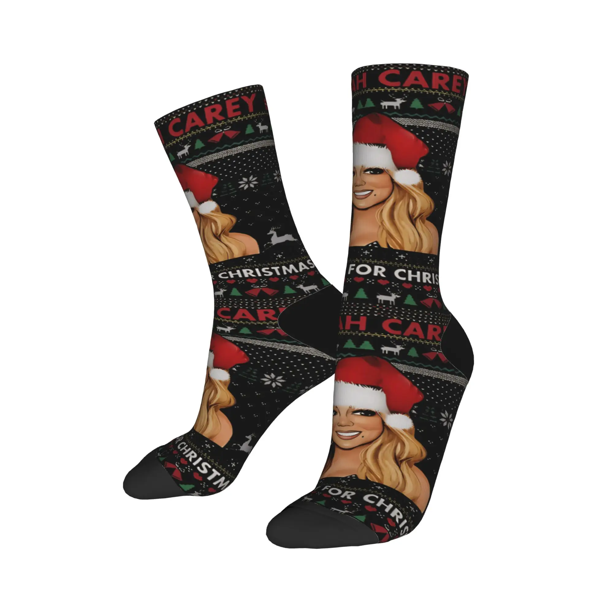 Calcetines Mariahs Careys, medias antideslizantes navideñas feas, calcetines deportivos transpirables para correr para hombres y mujeres, calcetines gráficos informales de otoño